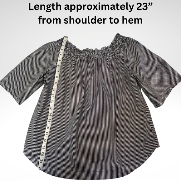 7th Avenue New York Design Studio off the Shoulder Neckline Vertical Striped Top - Picture 14 of 17